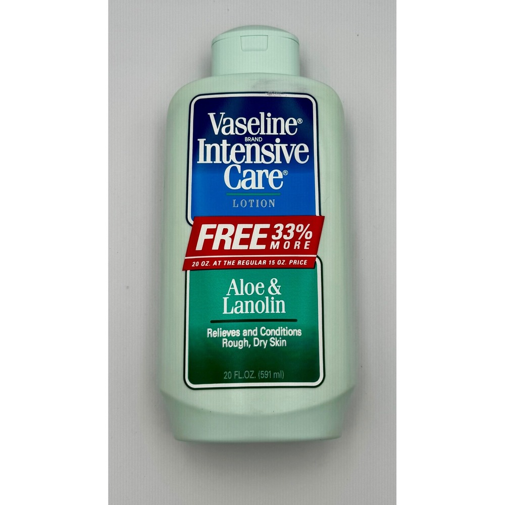 Vintage 90s Vaseline Intensive Care Aloe Lanolin Lotion Bottle Prop 20oz New